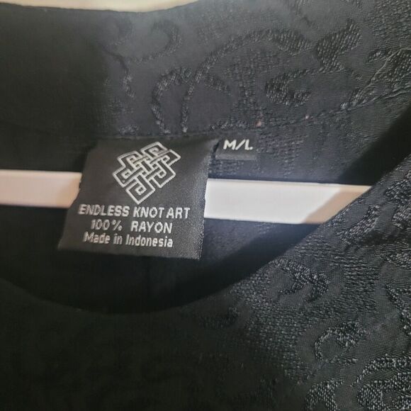 Endless Knot Art Jacquard Asymmetrical Tunic Blouse Women's M/L Black Artsy Boho - Picture 7 of 10
